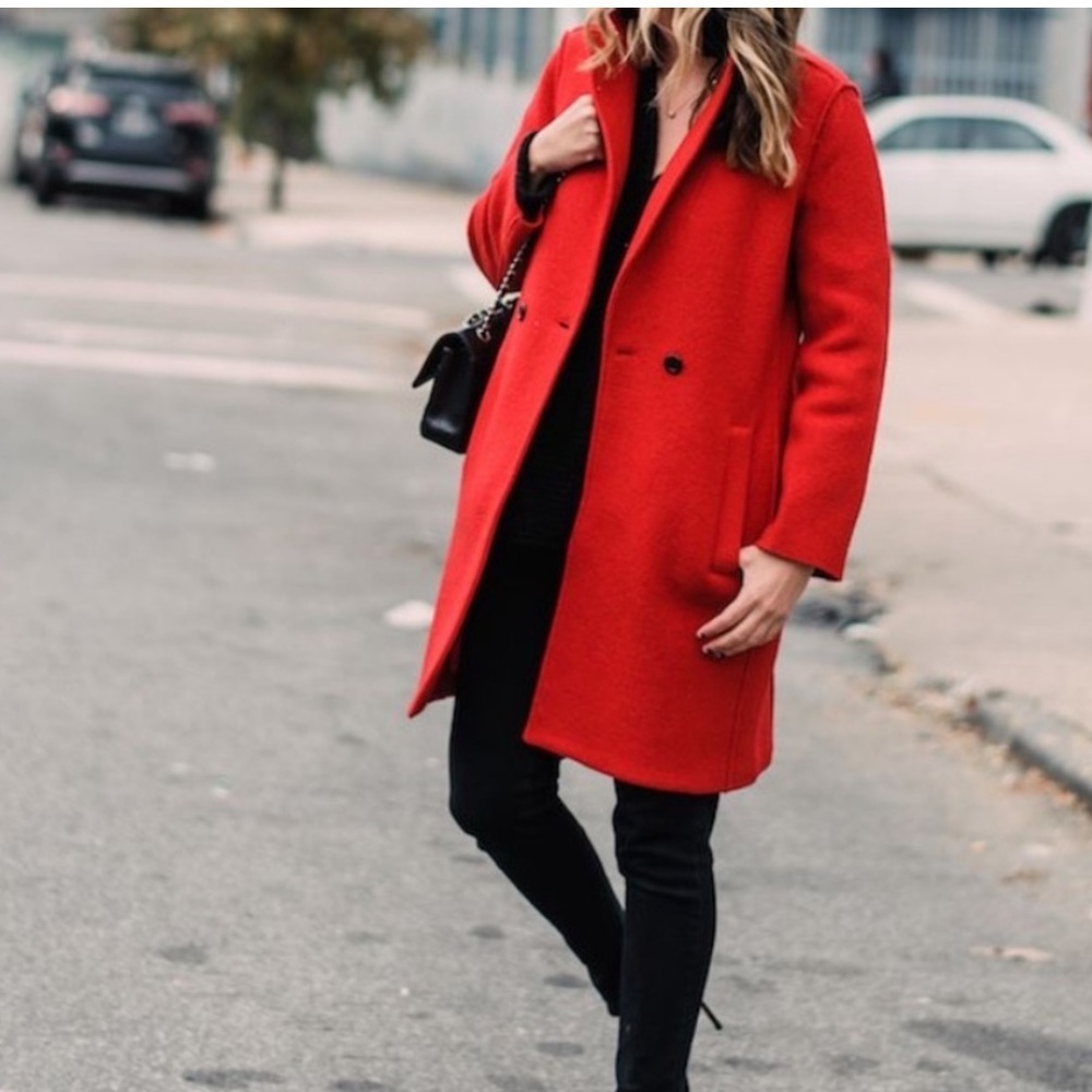 J Crew Boiled Wool Daphne Topcoat red size 0